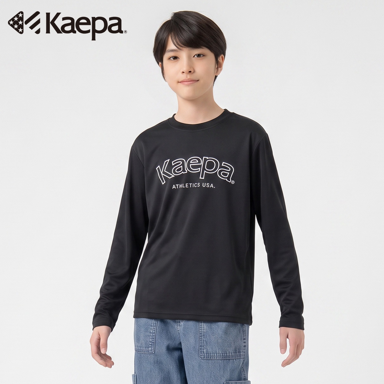 Kaepa(ケイパ) 長袖プリントTシャツ キッズ 男の子 130cm-160cm(ブラック-160cm)