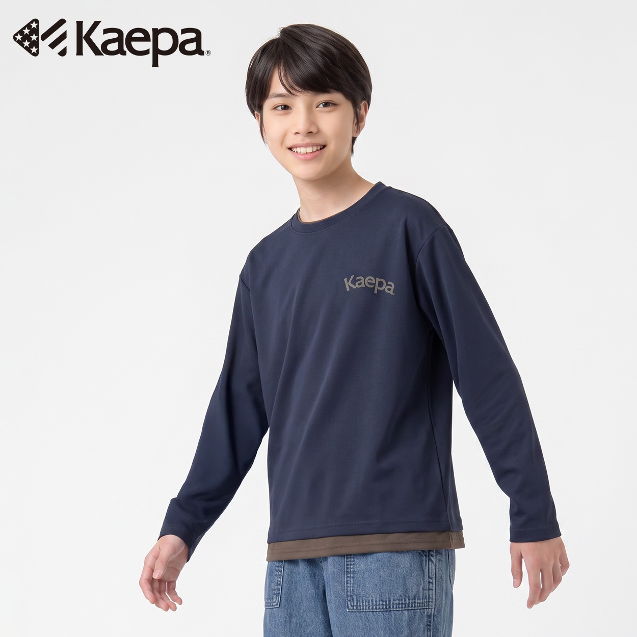 Kaepa(ケイパ) レイヤード長袖Tシャツ キッズ 男の子 130cm-160cm(ネイビー-160cm)