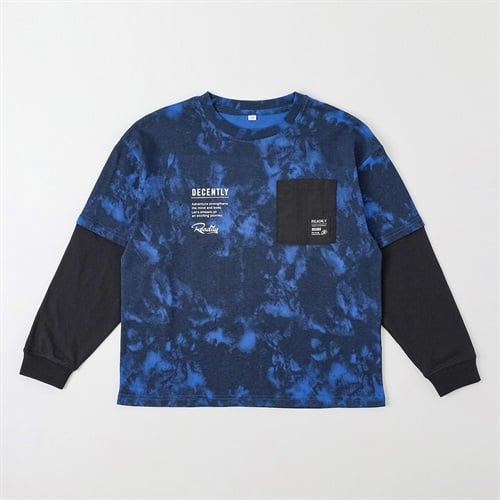 タイダイ総柄重ね着風ロングTシャツ キッズ 男の子 130cm-160cm