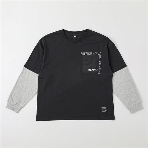 胸ポケット重ね着風ロングTシャツ キッズ 男の子 130cm-160cm