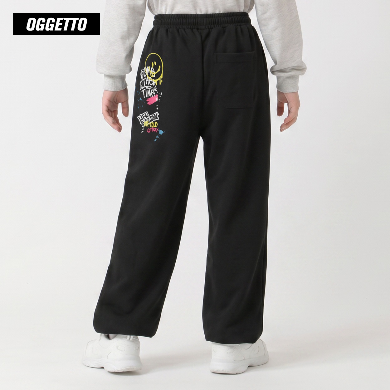 OGGETTO(オジェット) スマイリーコラボジョグパンツ キッズ 男の子 140cm-170cm(ブラック-170cm)