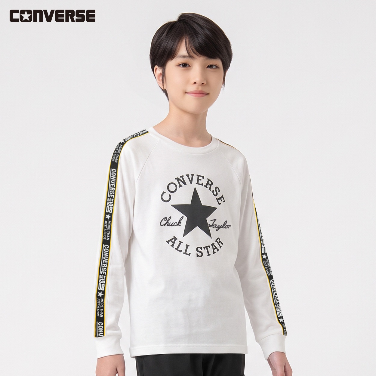 CONVERSE(コンバース) ラグラン長袖Tシャツ キッズ 男の子 130～160cm(ホワイト-140cm)