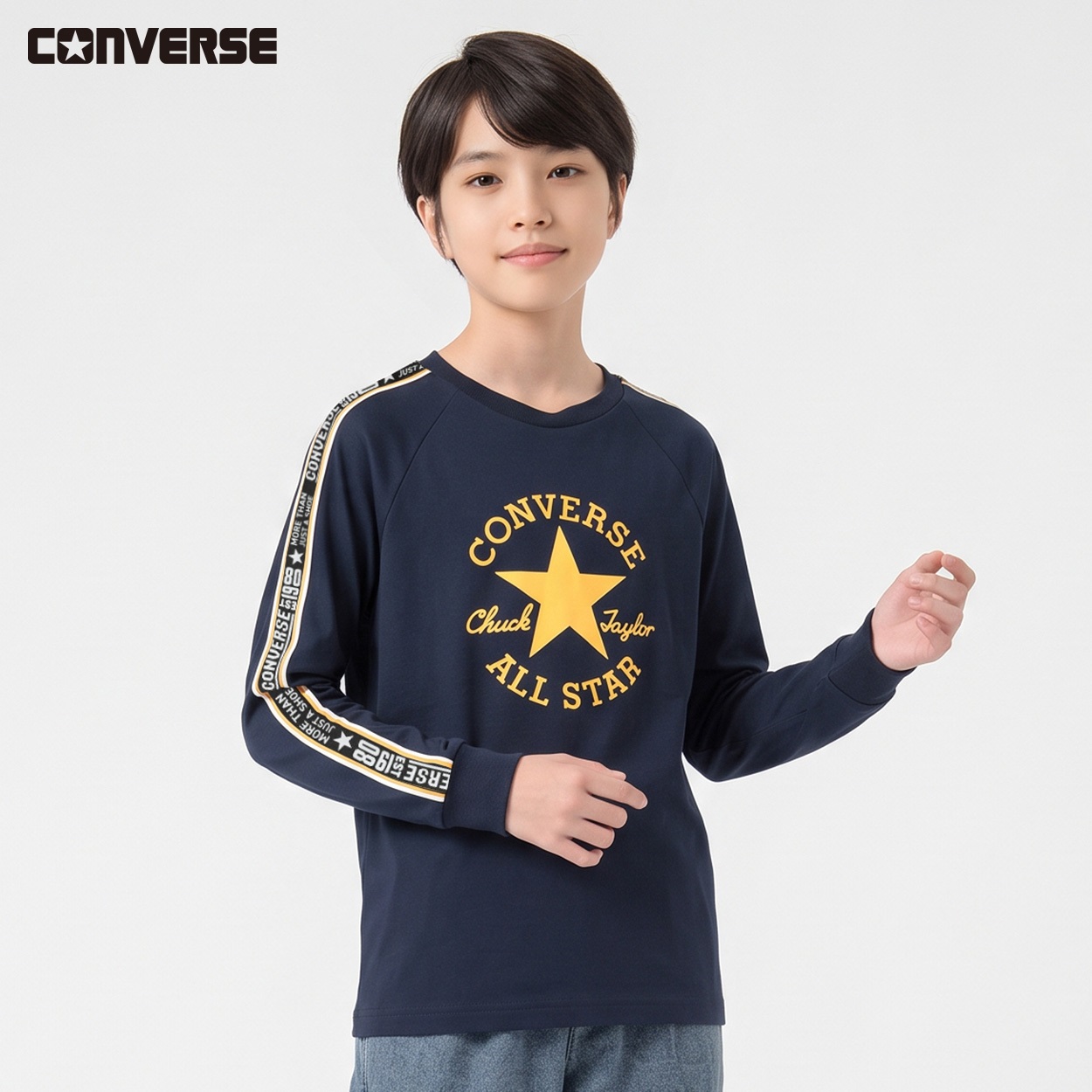 CONVERSE(コンバース) ラグラン長袖Tシャツ キッズ 男の子 130～160cm(ネイビー-130cm)