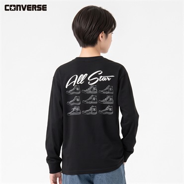 CONVERSE(コンバース) スニーカー長袖Tシャツ キッズ 男の子 130～160cm(ブラック-130cm)