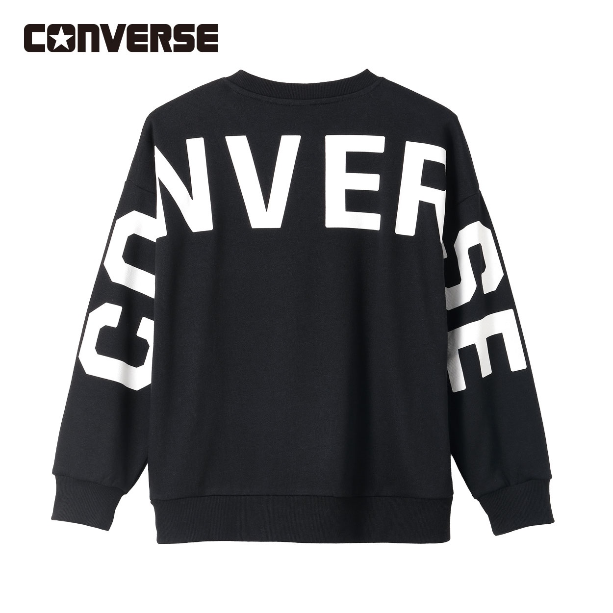 CONVERSE(コンバース) ビッグロゴスウェットシャツ キッズ 男の子 130～160cm(ブラック-160cm)