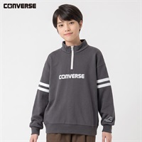 CONVERSE(コンバース) 袖ラインハーフジップ キッズ 男の子 130～160cm(チャコールグレー-130cm)