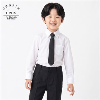 ネクタイ付きシャツ キッズ 男の子 100cm-160cm(ホワイト-100cm)