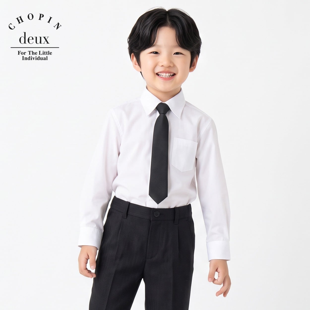 ネクタイ付きシャツ キッズ 男の子 100cm-160cm(ホワイト-120cm)
