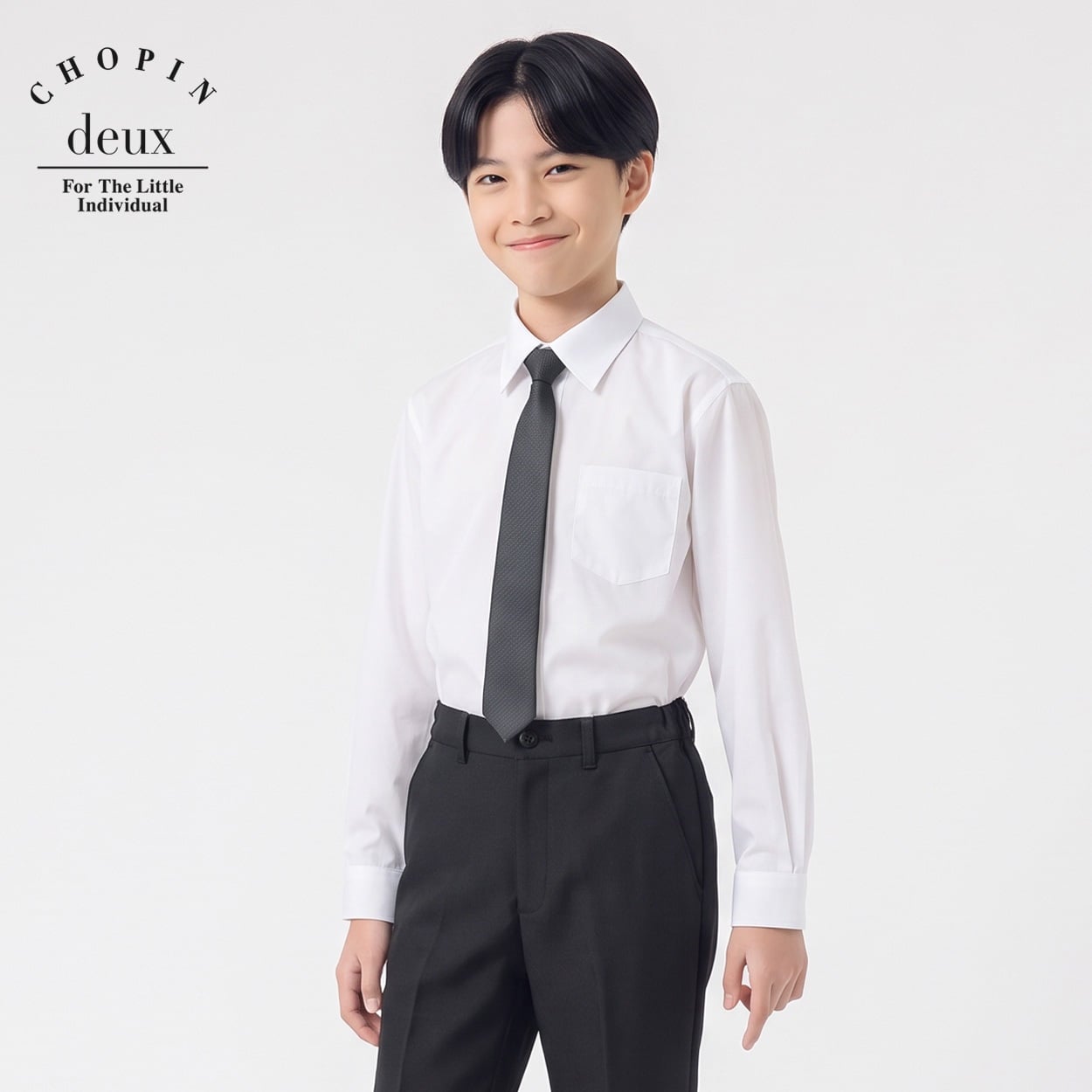 ネクタイ付きシャツ キッズ 男の子 100cm-160cm(ホワイト-150cm)