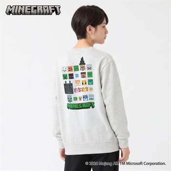 マインクラフト 長袖トレーナー キッズ 男の子 女の子 130cm-160cm(キナリ-130cm)