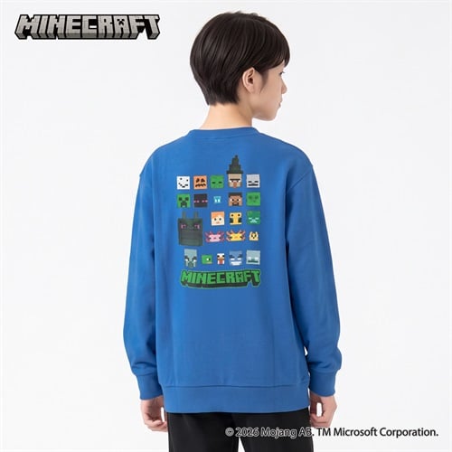 マインクラフト 長袖トレーナー キッズ 男の子 女の子 130cm-160cm(ブルー-130cm)