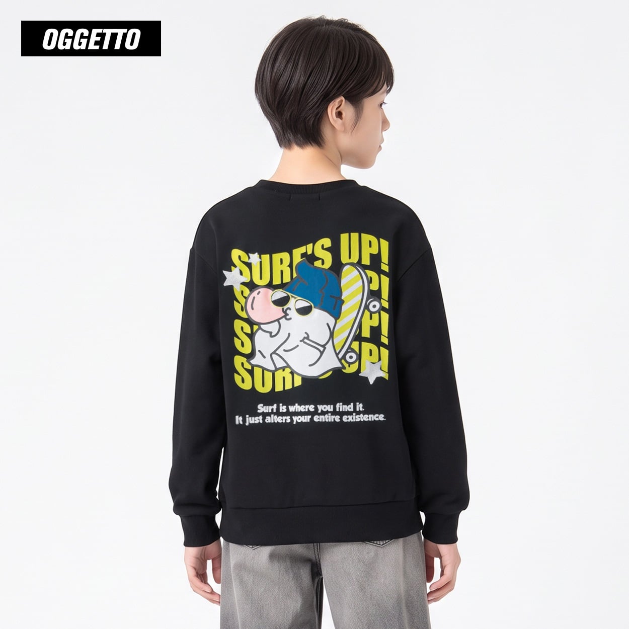 OGGETTO(オジェット) バックオバケプリントトレーナー キッズ 男の子 140cm-170cm(ブラック-160cm)