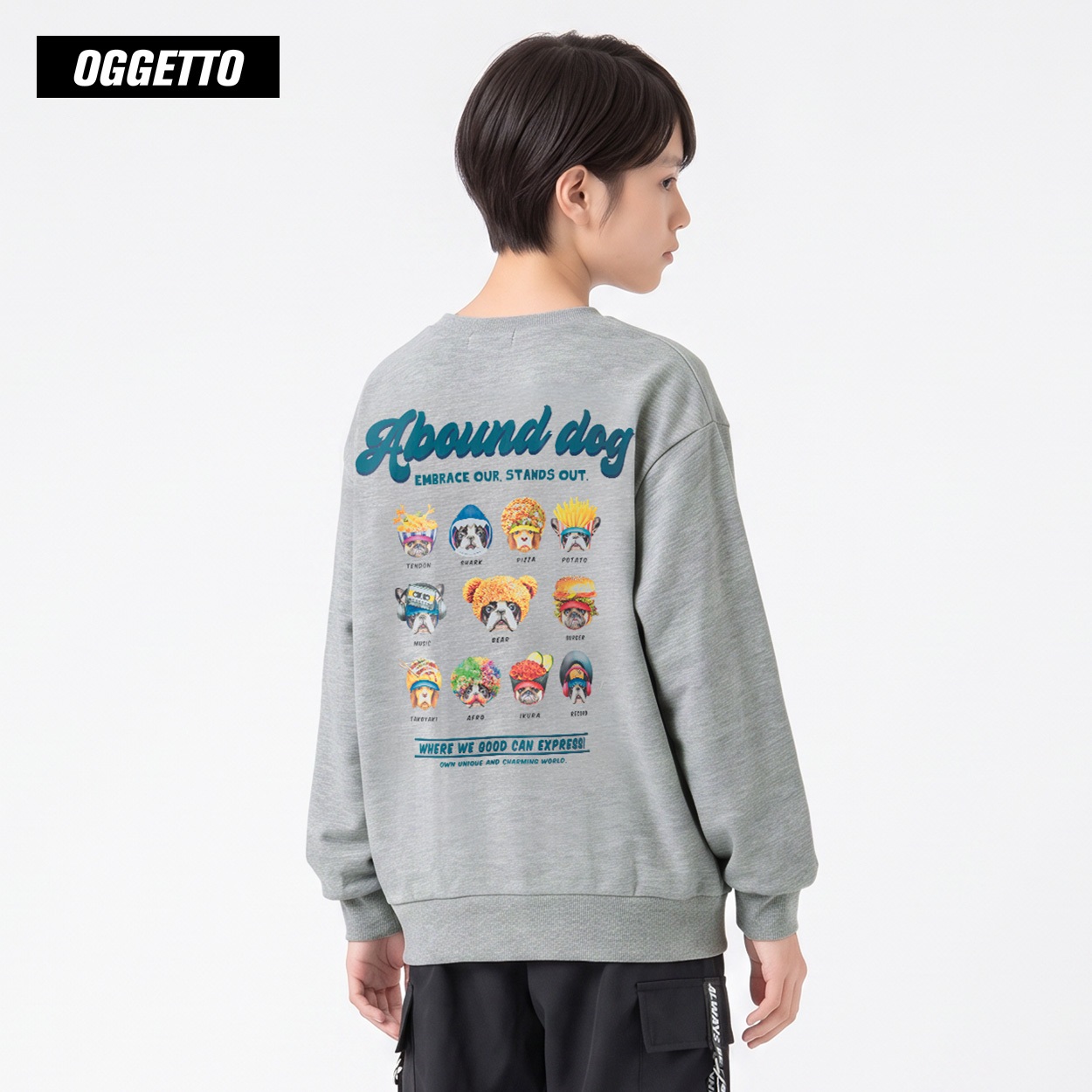 OGGETTO(オジェット) 11連アニマルトレーナー キッズ 男の子 140cm-170cm(グレー-160cm)