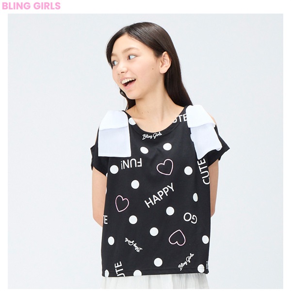 BLINGGIRLS 総柄肩リボンTシャツ 子供 おでかけブランド | イオン 