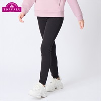 スタ楽 ニットカラーロングパンツ 女の子 トップバリュ キッズ130cm-160cm(ブラック-130cm)