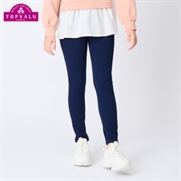 スタ楽 ニットデニムロングパンツ 女の子 トップバリュ キッズ130cm-160cm(ネイビー-130cm)