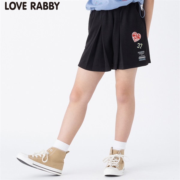 ラブラビ ワッペン付きダンボールキュロット 女の子 キッズ130cm