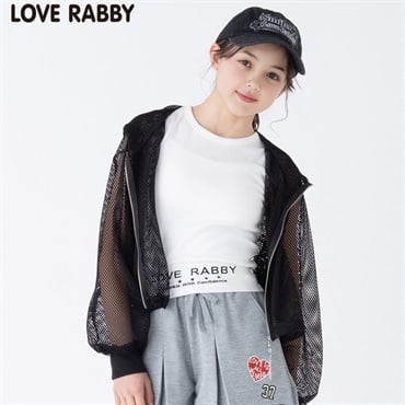 ラブラビ メッシュジップパーカーコンポ 女の子 キッズ130cm-160cm(ブラック-160cm)