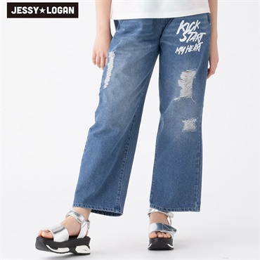 ジェシーローガン ロゴダメージデニムパンツ 女の子 キッズ130cm-160cm(ブルー-160cm)