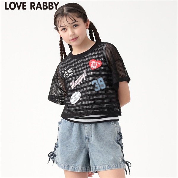 ラブラビ ワッペン付きメッシュTコンポ 女の子 キッズ 130cmｰ