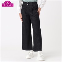 スタ楽 ペーパーバックワイドパンツ 女の子 トップバリュ キッズ130cm-160cm(ブラック-130cm)