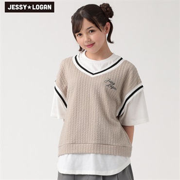 ジェシーローガン ベストレイヤードビッグＴシャツ 女の子 キッズ 130cm-160cm(ベージュ-150cm)
