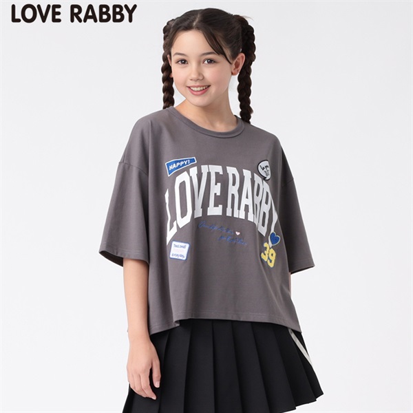 ラブラビ ワッペン付きビッグTシャツ 女の子 キッズ130cm-160cm
