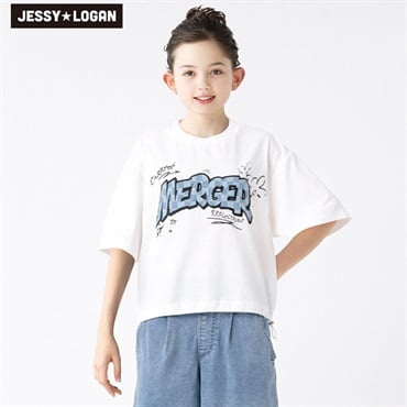 ジェシーローガン デニムロゴショートＴシャツ 女の子 キッズ 130cm-160cm(ホワイト-160cm)