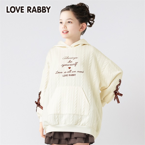 Rady ラブリー ベイビーちゃん パーカー ラブラビ ケーブル二ットソー袖レースアップチュニックパーカー 女の子