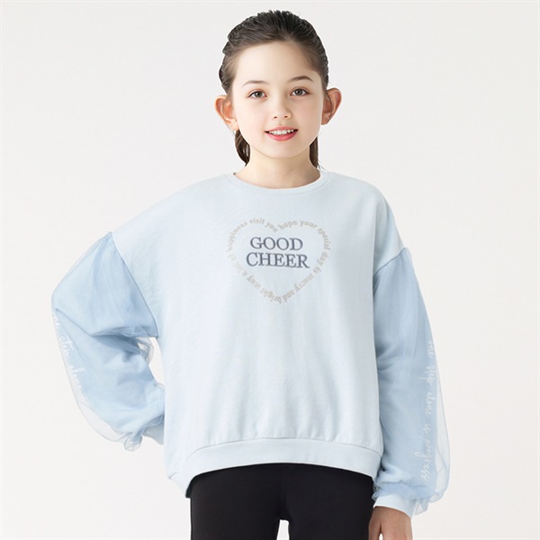 裏毛チュールバルーン袖ロゴトレーナー 女の子 キッズ 130cm-160cm