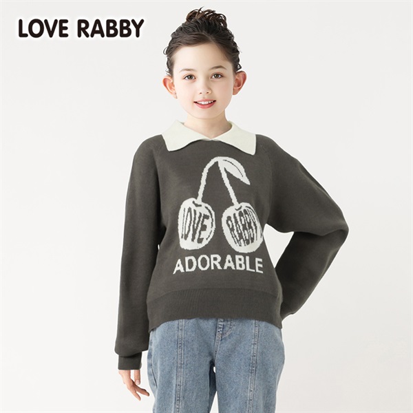 love＆pool ラブラビ チェリージャガードポロ衿セーター 女の子 キッズ 130cm