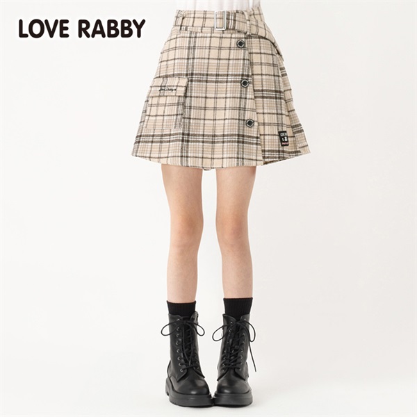 ラブラビ シャギーチェックキュロット 女の子 キッズ 130cm-160cm