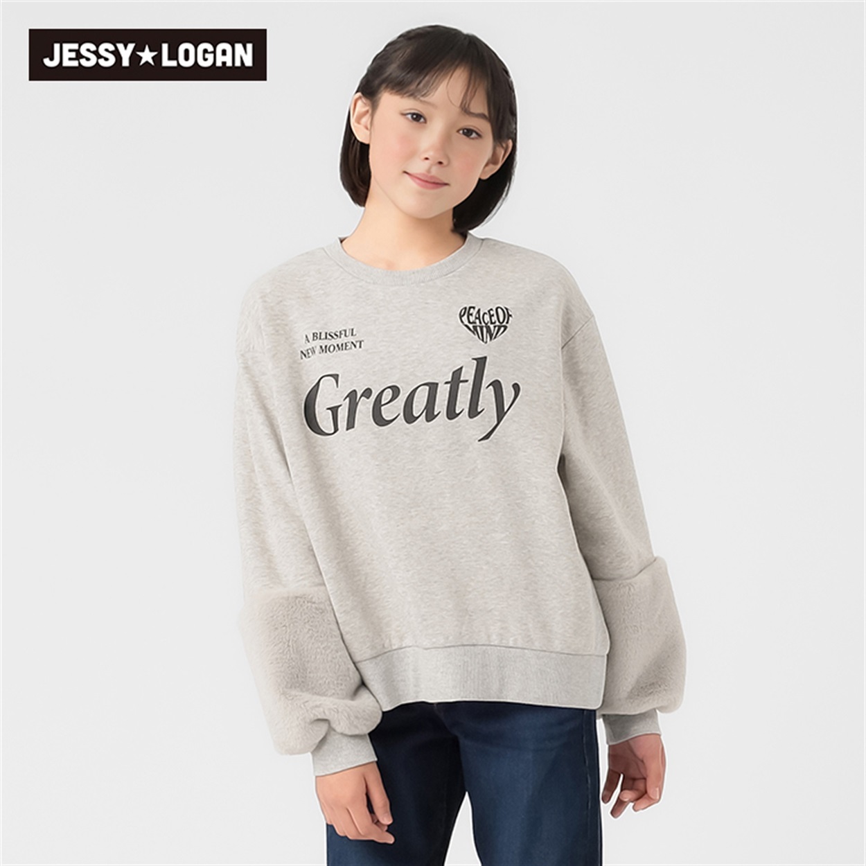 ジェシーローガン 袖ファー切替トレーナー 女の子 キッズ 130cm-160cm