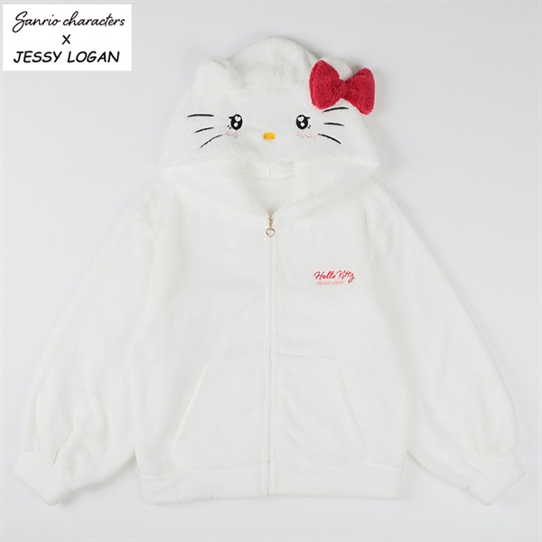 サンリオキャラクターズ ハローキティ なりきり総柄ボアジップパーカー 