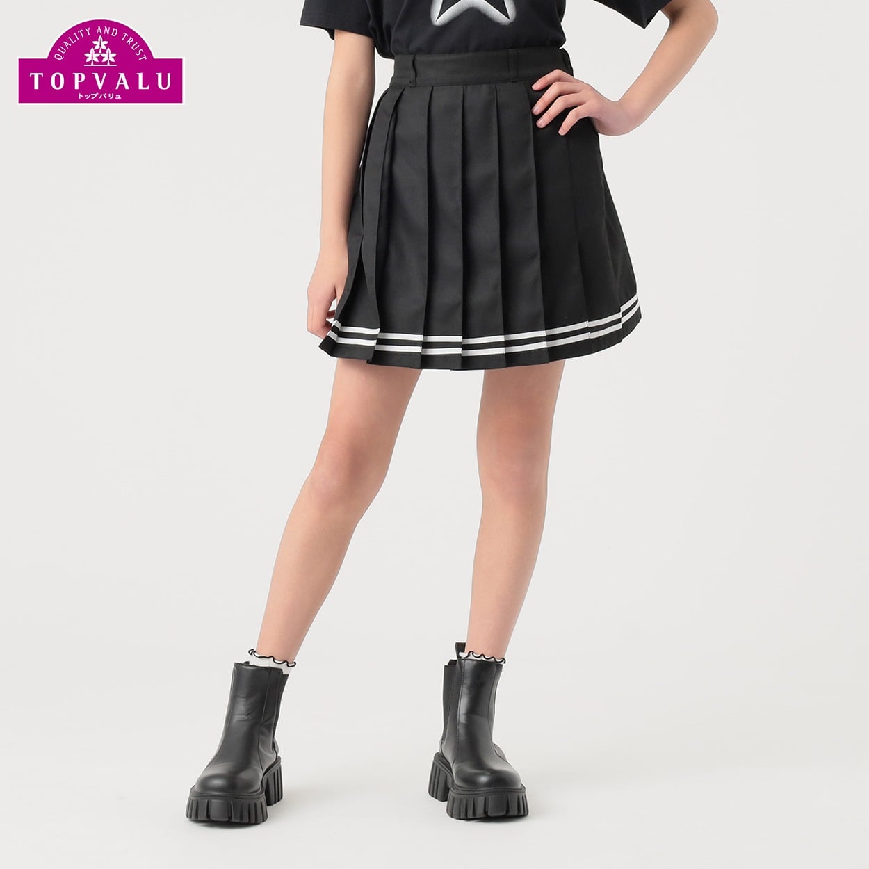 接触冷感 インナーパンツ付きプリーツスカート 女の子 トップバリュ