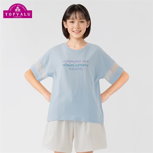 ピースフィットクール 袖シフォン使い半袖Ｔシャツ 女の子 トップバリュ キッズ 130cm-160cm