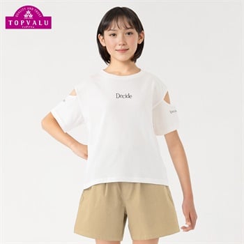 ピースフィットクール 肩開きロゴプリント半袖Ｔシャツ 女の子 トップバリュ キッズ130cm-160cm