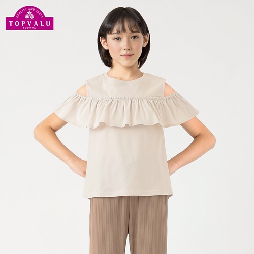 ピースフィットクール 胸フリル使い半袖Ｔシャツ 女の子 トップバリュ キッズ130cm-160cm