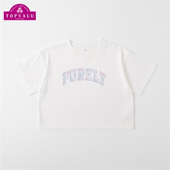 ピースフィットクール ビッグロゴクロップド半袖Ｔシャツ トップバリュ キッズ 130cm-160cm(ホワイト-130cm)
