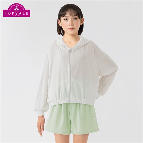 UV対策 フルジップパーカ 女の子 トップバリュ キッズ 130cm-160cm(ホワイト-130cm)