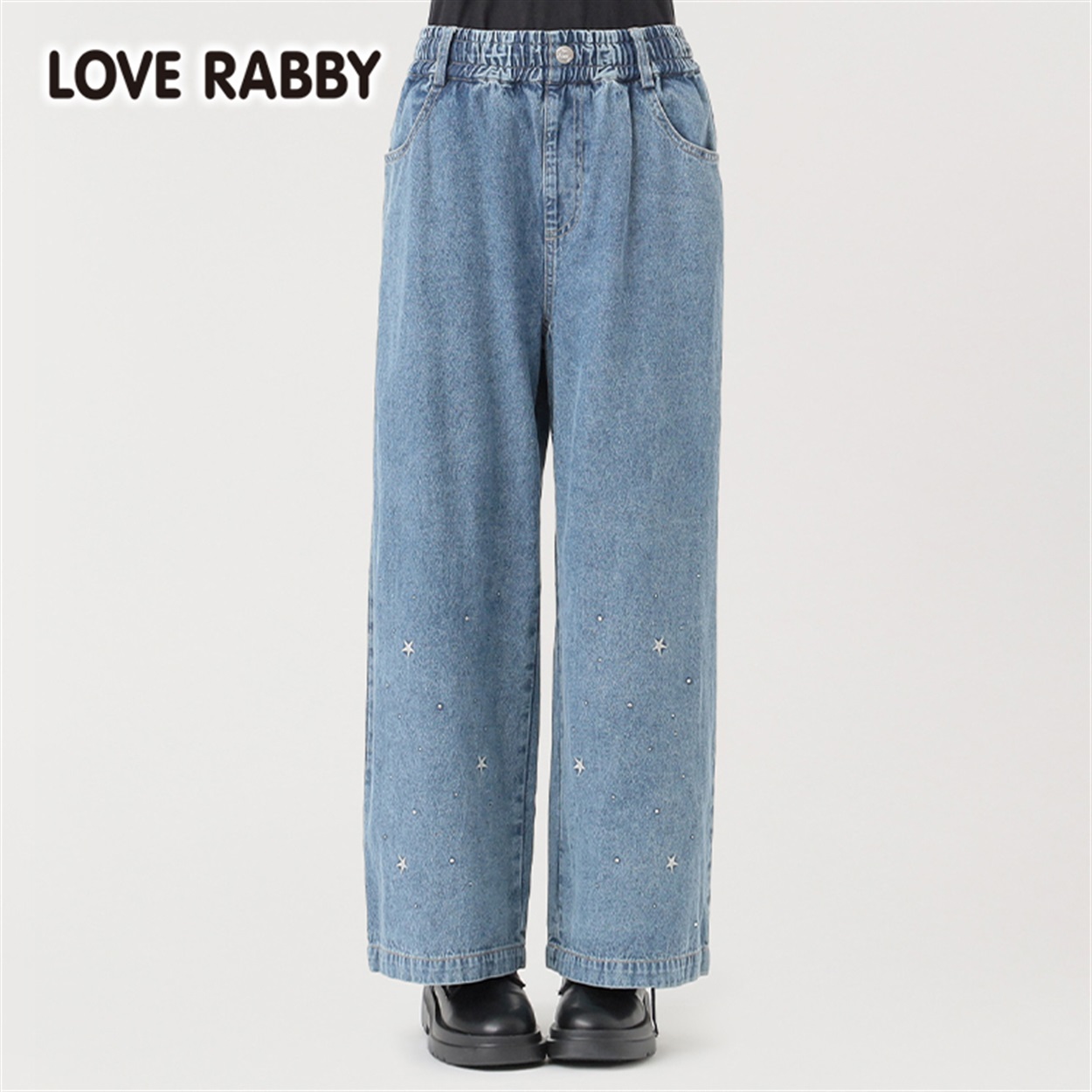 ラブラビ ラインストーンケミカルデニムワイドパンツ 女の子 キッズ