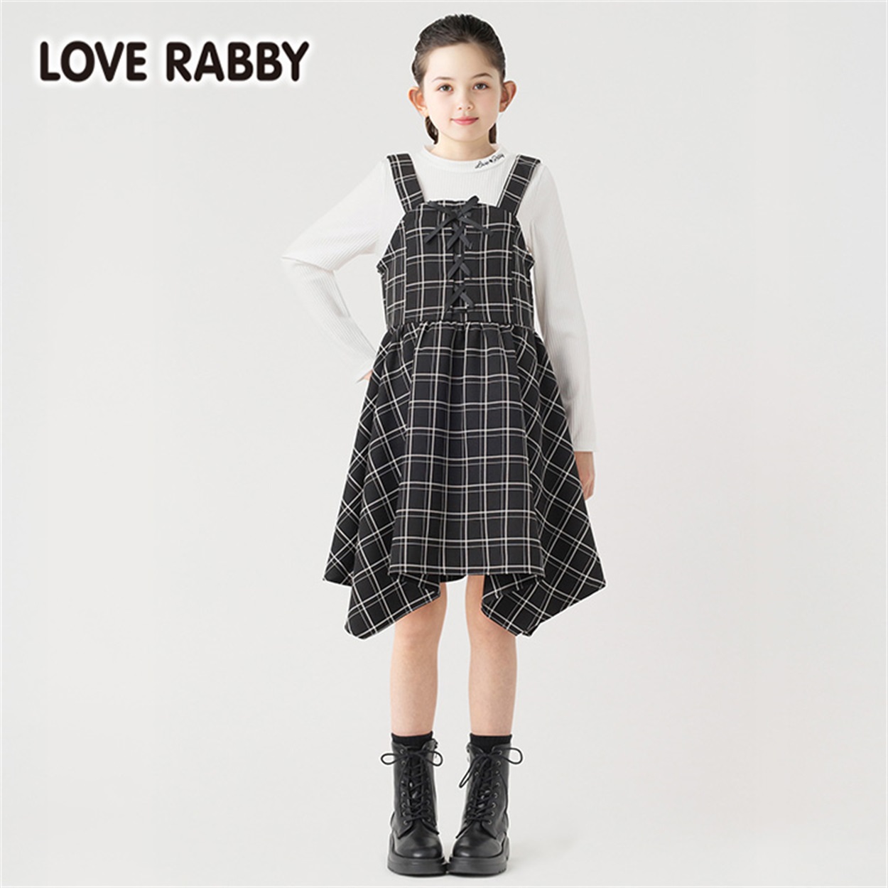 ラブラビ イレギュラーヘムドッキングワンピース 女の子 キッズ130cm