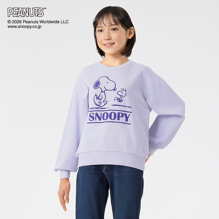 PEANUTS スヌーピー フロッキートレーナー 女の子 キッズ 130cm-160cm