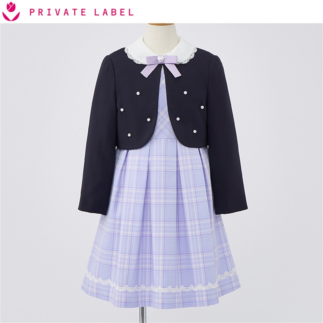 PRIVATE LABEL 女の子 フォーマル 130cm PRIVATE LABEL ボレロジャケット三点スーツ キッズ 女の子 フォーマル