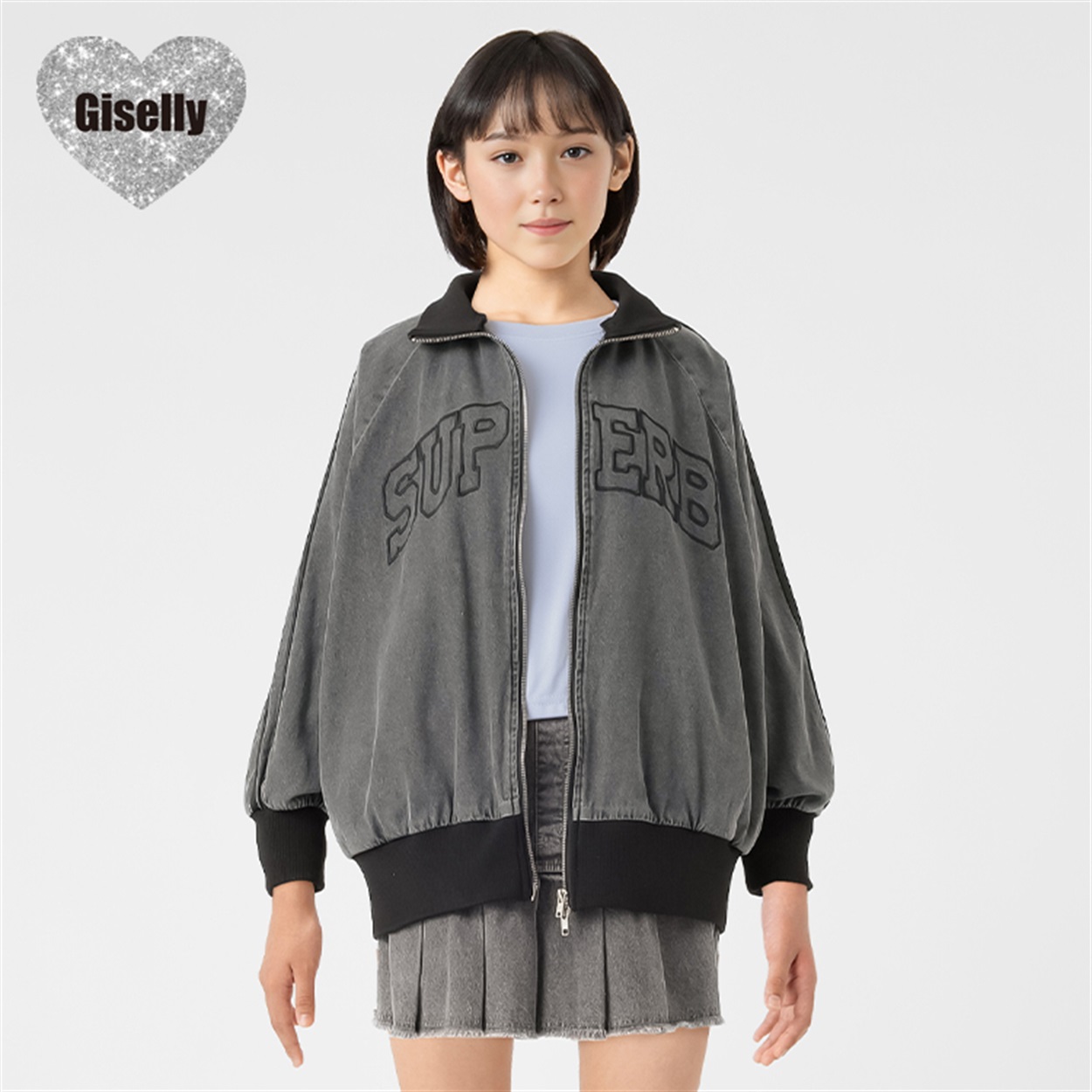 Giselly(ジゼリー) デニムスタンドZIPジャケット 女の子 キッズ130cm