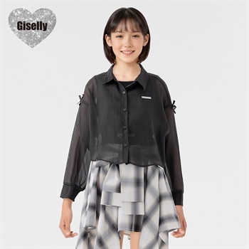 Giselly(ジゼリー) シアーシャツタンクアンサンブル 女の子 キッズ 130cm-160cm(ブラック-130cm)