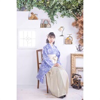 かんたん卒業袴セット 唐草小花 藤紫 女の子 キッズ(着物：藤紫、袴：アイボリー)