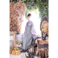 かんたん卒業袴セット マルチ花 薄色 女の子 キッズ(着物：薄紫、袴：グレー)