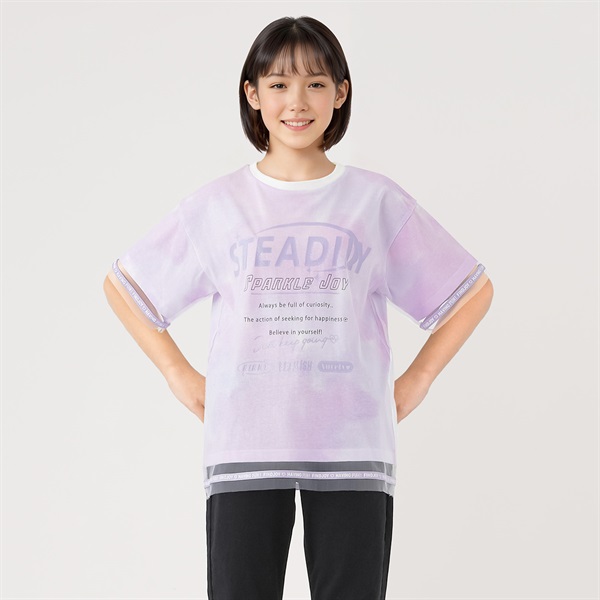 チュールカラーロングTシャツ チュールドッキングTシャツ 女の子 キッズ 130cm-160cm | イオン