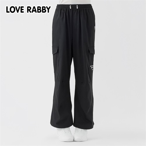 ラブラビ ツイルカーゴパンツ 女の子 キッズ 130cm-160cm(ブラック-130cm)